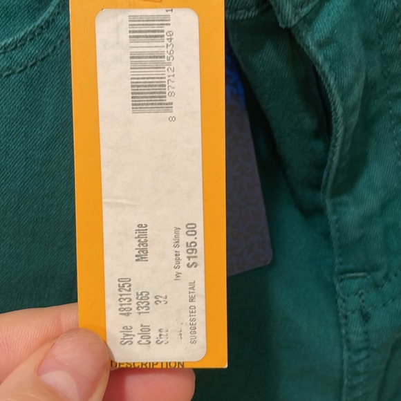 Green jeans by Tory Burch skinny fit with stretch nwt 195 size 32 denim - Picture 2 of 10